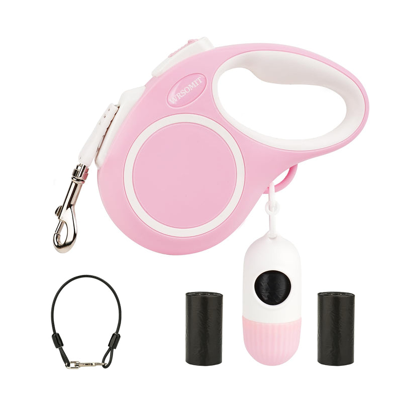 Upgraded Retractable Dog Leash with Chew Proof Cable and Poop Bag Dispenser, 16Ft Heavy Duty Dog Leash for Small Medium Large Dogs up to 120lbs, 360° No Tangle Pink - PawsPlanet Australia
