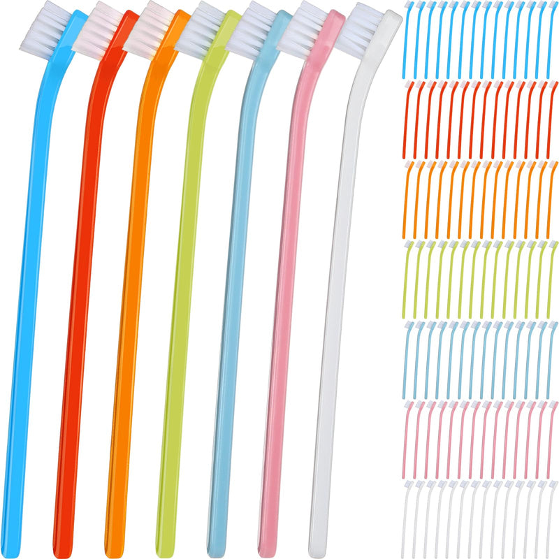 Tioncy 100 Pcs Dog Toothbrush Bulk from Large to Small Long Handle Dog Cat Pet Toothbrush with Soft Single Head Puppy Dog Tooth Brush Pet Cat Tooth Brush for Teeth Cleaning, 7 Colors - PawsPlanet Australia