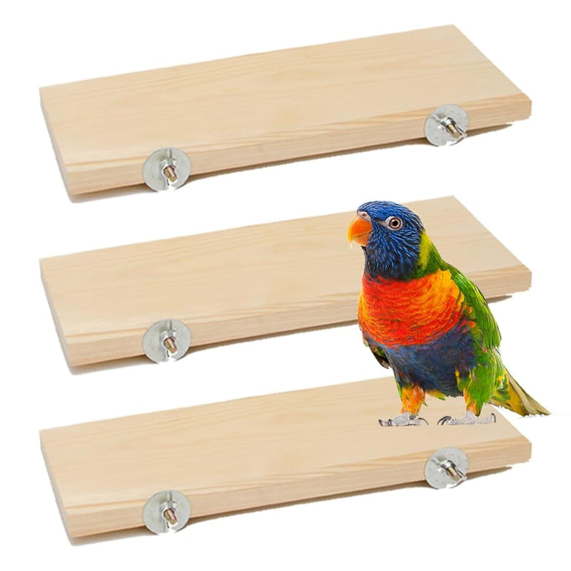 3 Pack Bird Perch Stand 12.4×5.3 Inch- Rectangular Wood Platform Wood Perch Stand Board Shelf for Parrot, Lovebird, Hamster, Guinea Pig, Chinchilla - PawsPlanet Australia