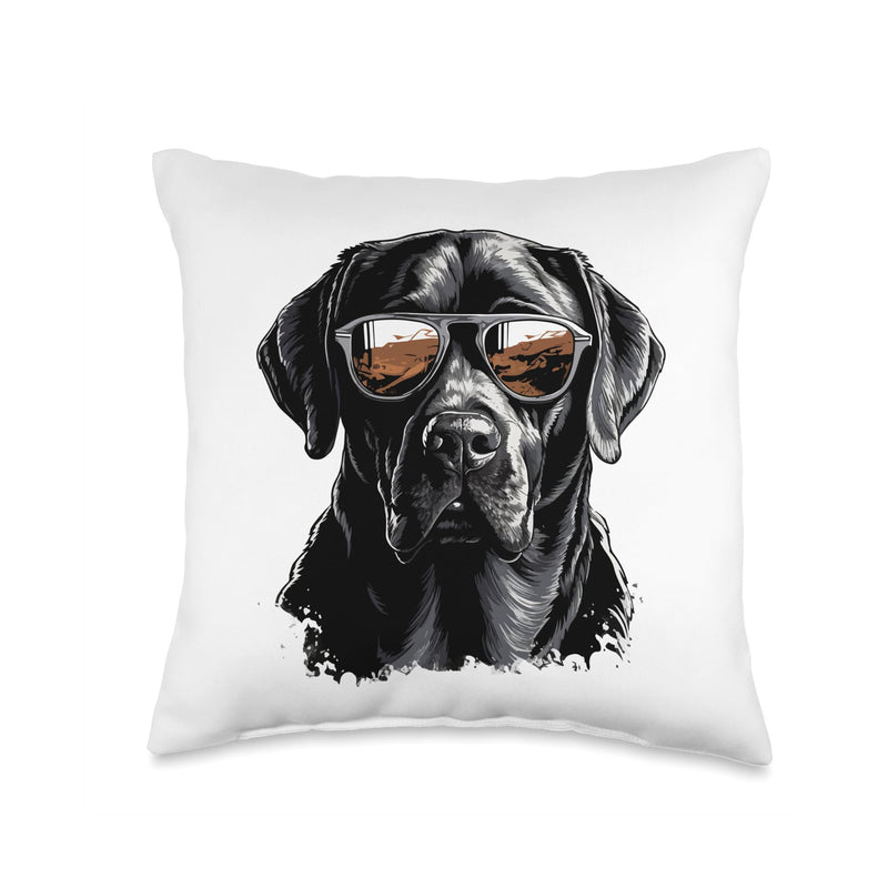 Labrador Retriever Lab Dog Breed Pet with Sunglasses Throw Pillow 16x16