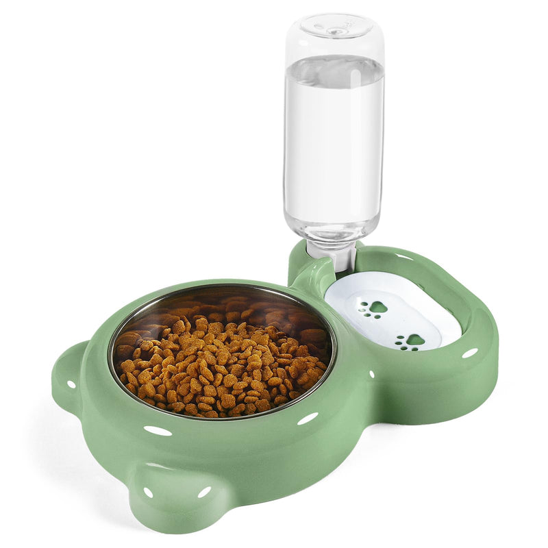 Dog Bowls, Cat Food and Water Bowl Set with Water Dispenser and Stainless Steel Bowl for Cats and Small Dogs - Green - PawsPlanet Australia