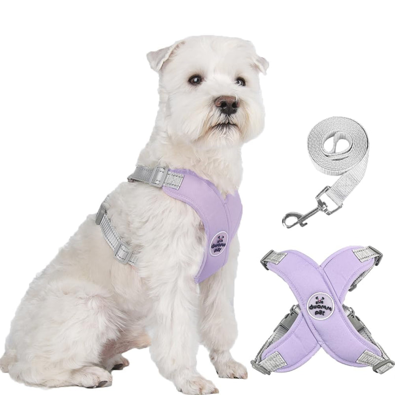 FEimaX Dog Harness Pet X Frame No Pull Step-in Harnesses with Leash Set, Adjustable Reflective Choke Free Puppy with Padded Vest for Small, Medium Dogs and Cats Walking Training Purple - PawsPlanet Australia