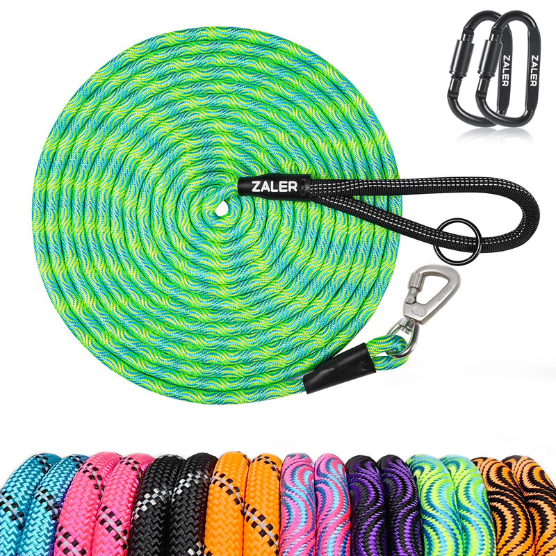 ZALER Long Dog Leash, 50 feet 30ft 20ft 15ft 10ft Dog Training Lead, Heavy Duty Check Cord Recall Leash for Dogs Training, Playing, Camping, or Backyard (20FT, Blue Green) 20FT*2/5" - PawsPlanet Australia