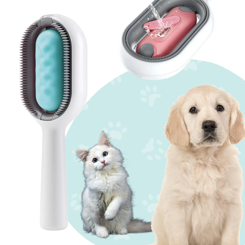 Cat Hair Brush With Water Infused 4 in 1, Pet Grooming Self Cleaning Sticky Brush for Cats, Reusable Cat and Dog Hair Remover with Unique Water Tank Design suitble for every pet hair (blue) blue - PawsPlanet Australia