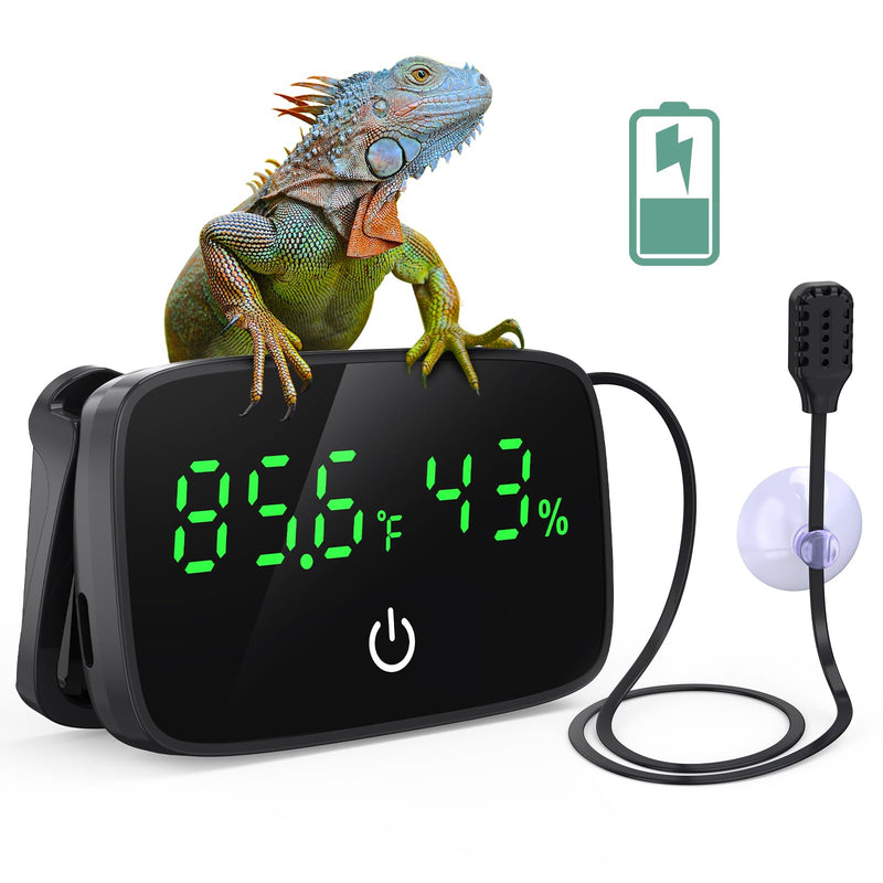 Reptile Thermometer Hygrometer, LED Digital Terrarium Thermometer and Humidity Gauge Snake Tank Accessories with USB Charging for Bearded Dragon, Tortoise, Reptile Tank, (Include 31.5'' Cable) - PawsPlanet Australia
