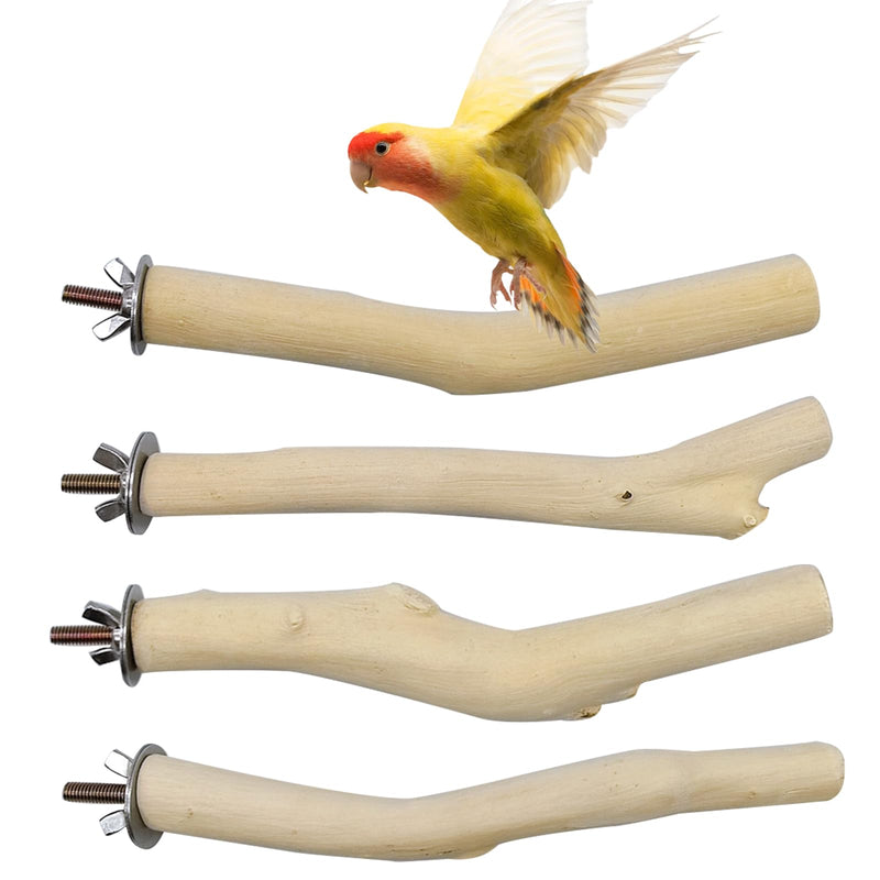 Hamiledyi 4Pcs Natural Wooden Bird Branch Wood Perch Stand Parrot Stand Stick Paw Grinding Cage Accessories for Parrots Parakeets Cockatiels Conures Lovebirds.(8x1in) 4PCS jujube wood - PawsPlanet Australia