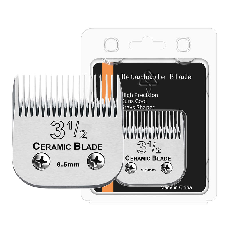 Size3-1/2 Professional Detachable Replacement Ceramic Blades Set,Compatible with Andis AGC,BDC,BGC,MBG Series,Oster Classic 76/Star-Teq/Power-Teq Clippers，Cut Length 3/8-Inch(9.5mm) 3-1/2 9.5mm - PawsPlanet Australia
