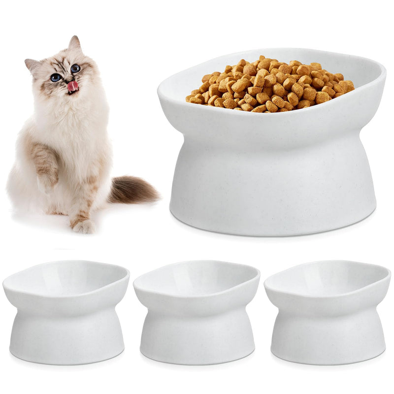 4 Pieces Plastic Tilted Elevated Cat Bowls White Raised Cat Food Bowls Cat Water Bowl Cat Dish Cat Elevated Feeding Bowl for Flat Faced Cats Kitten Kitty Pets Supplies - PawsPlanet Australia