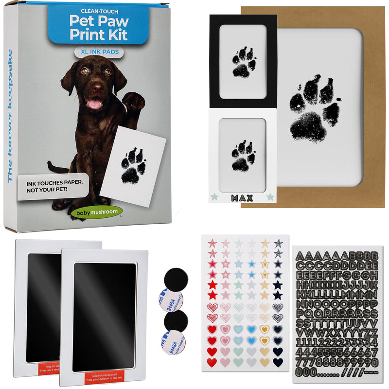 XL Inkless Pet Paw Print Kit | Clean-Touch Ink Pads for Large Dogs | Keepsake Frames + Accessories by BabyMushroom - PawsPlanet Australia