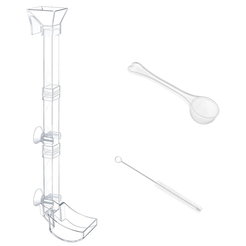 Aquarium Fish Shrimp Feeding Dish Set Clear Fish Feeder Tube and Dish with Cleaning Brush and Measuring Spoon for Feeding Shrimp and Preventing Food Scattering Feeding Supplies for Shrimp Large - PawsPlanet Australia