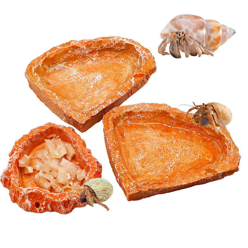 3 Pack Reptile Food Dish, Resin Hermit Crab Food & Water Bowl, Reptile Feeding Food Dish Kit, Tank or Aquarium Accessory, Suitable for Turtle Lizard Hermit Crab Snail Bearded Dragon Leopard Gecko Yellow - PawsPlanet Australia