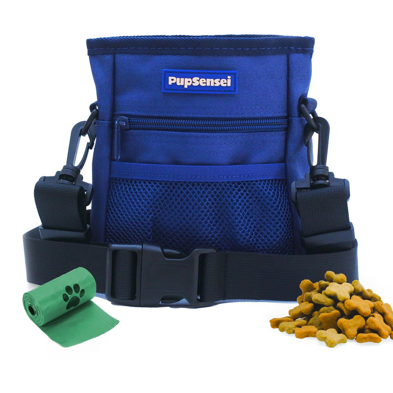Dog Treat Pouch, Durable Oxford Polyester, No-Spill Magnetic Closure, Treat Pouches for Pet Training with Metal Clip, Waist Belt, Adjustable Strap, Poop Bag Dispenser (Navy Blue) Navy Blue - PawsPlanet Australia