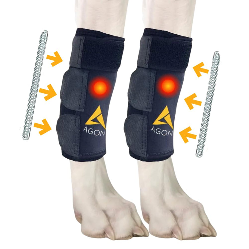 AGON Dog Front Leg Brace Pair with Metal Strings and Reflective Wraps Paw Compression Wrap for Canine Protects Wounds Brace Heals and Prevents Injuries and Sprains and Helps with Loss of K9 Stability L/XL (1 pair) - PawsPlanet Australia