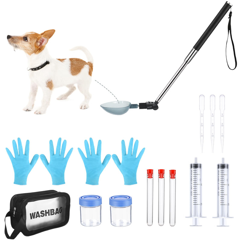 Kanayu 17 Pcs Dog Urine Collector Dog Urine Collection Pack, Include Telescopic Dog Urine Sample Catcher, Urine Sample Cups, Pipettes, Vials and Syringe for Pet Pregnancy Pee Test, Veterinary Supplies - PawsPlanet Australia