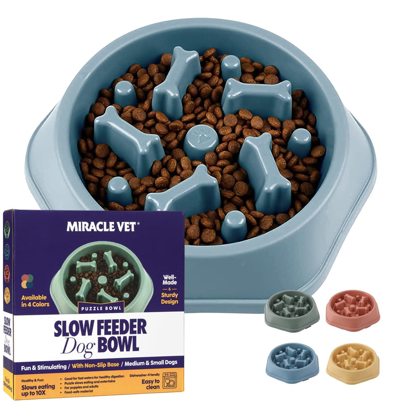 Slow Feeder Dog Bowls for Fast Eaters - For Small, Medium Sized Dogs - Dog Puzzle Maze Helps Slow Down Eating - Adult, Puppy Food Bowl for Bloat Stop - Non-Slip Dog Slow Feeder Bowl (Blue) Blue - PawsPlanet Australia