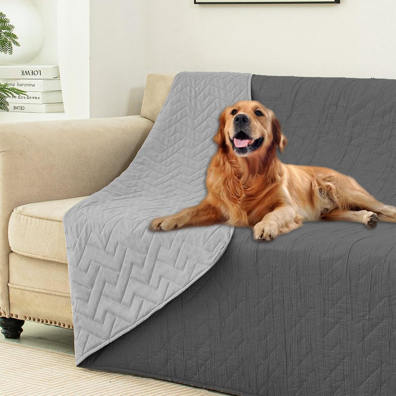 Ameritex 100% Waterproof Dog Bed Blankets Double Sided Dog Couch Cover Knurling Pattern pet Bed Cover Reversible Furniture Couch Sofa Car for Puppy Kids 40x50 Inch(Pack of 1) Darkgrey/Lightgrey - PawsPlanet Australia