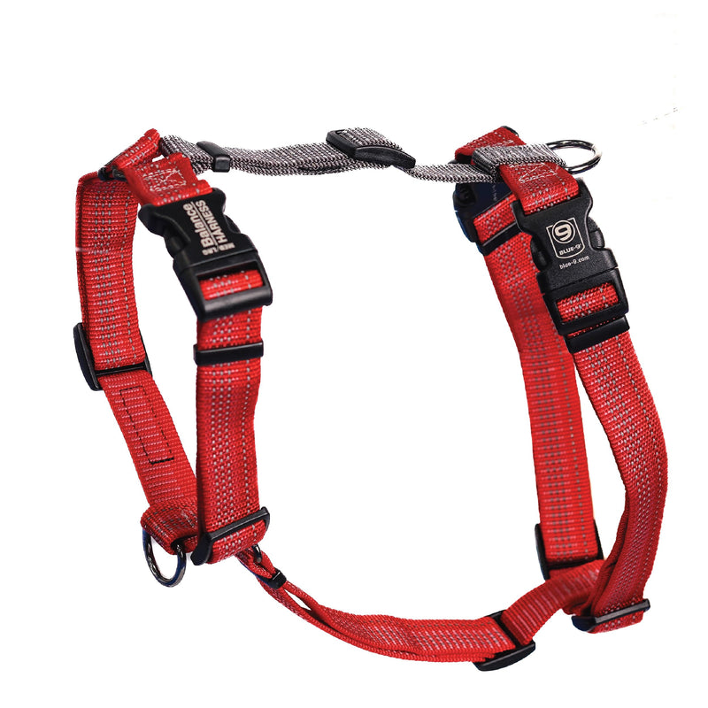 Blue-9 Reflective Buckle-Neck Balance Harness, Fully Customizable Fit No-Pull Harness with 3M Reflective Stitching, Ideal for Dog Training and Obedience, Made in The USA, Red, Medium/Large M/L (Ribcage: 24"-35.5") - PawsPlanet Australia