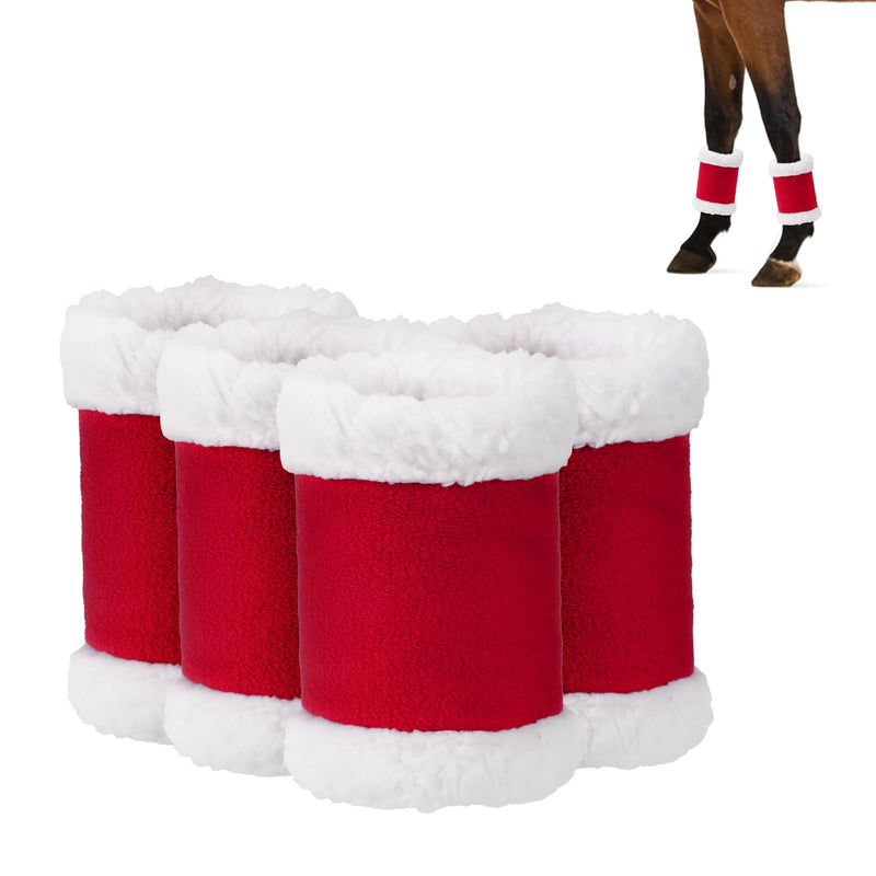 Christmas Horse Leg Wraps Standing Wraps for Horses red Horse Leg Protectors Horse Leg Wraps Faux Fur Polyester Standing Wraps 、Pack of 4 (red) - PawsPlanet Australia