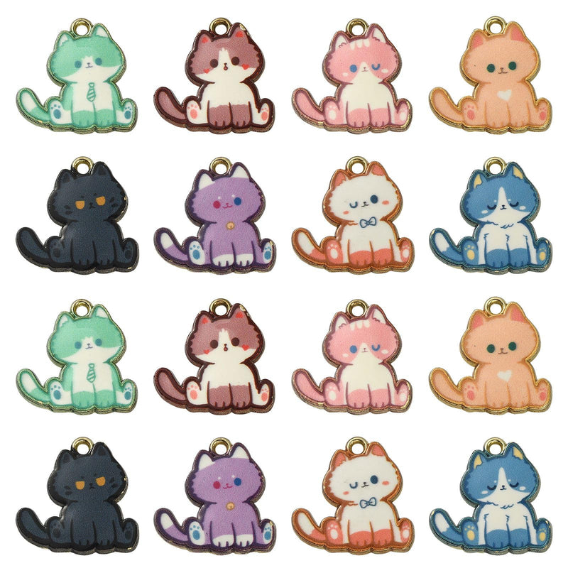 KitBeads 16pcs 8 Styles Kitten Charms Cartoon Animal Pet Charms Flower Printed Mini Cat Charms for Jewelry Making Bracelets Bulk Mini Kittened-16pcs-8 Styles - PawsPlanet Australia