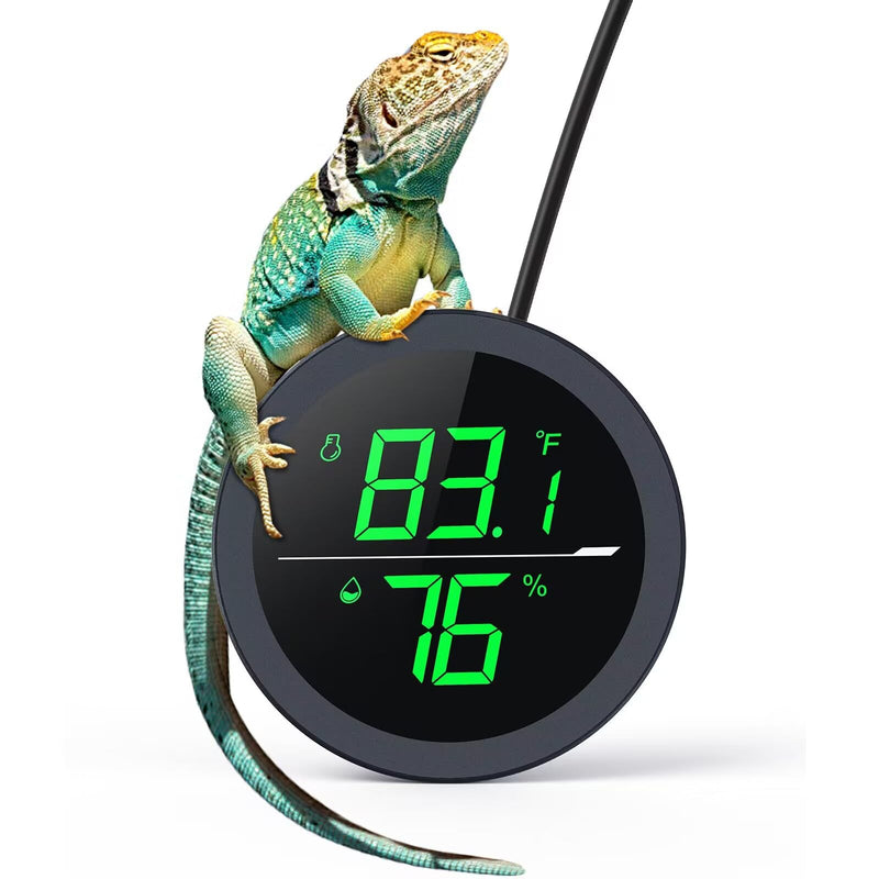 Reptile Tank Thermometer, PAIZOO LED Digital Reptile Thermometer and Humidity Gauge Hygrometer for Reptile Tank Snake Tank Accessories Pet Rearing Box with 55.2” Cable USB Power Supply- Black - PawsPlanet Australia