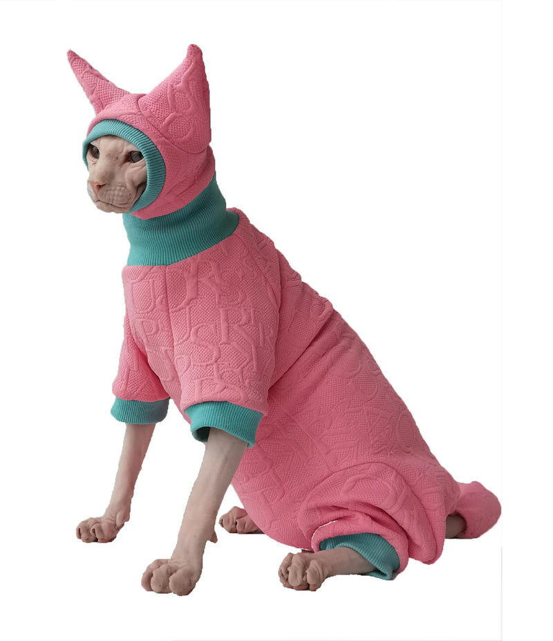 Hairless Cat Clothes Sphynx Cat Pajamas Outfits Kitten Clothes with Hat Tail Cover Pet Apparel for Cornish, Rex Devon Medium Set with Hat and Tail Cover - PawsPlanet Australia