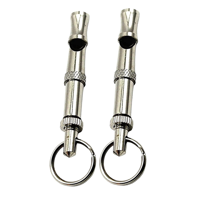 Dog Whistle to Stop Barking Neighbors Dog Training Tools High Pitch Dog Training Whistle Copper Core Dog Whistles for Recall and Pet Behavior Control (2 Pcs) Silver - PawsPlanet Australia