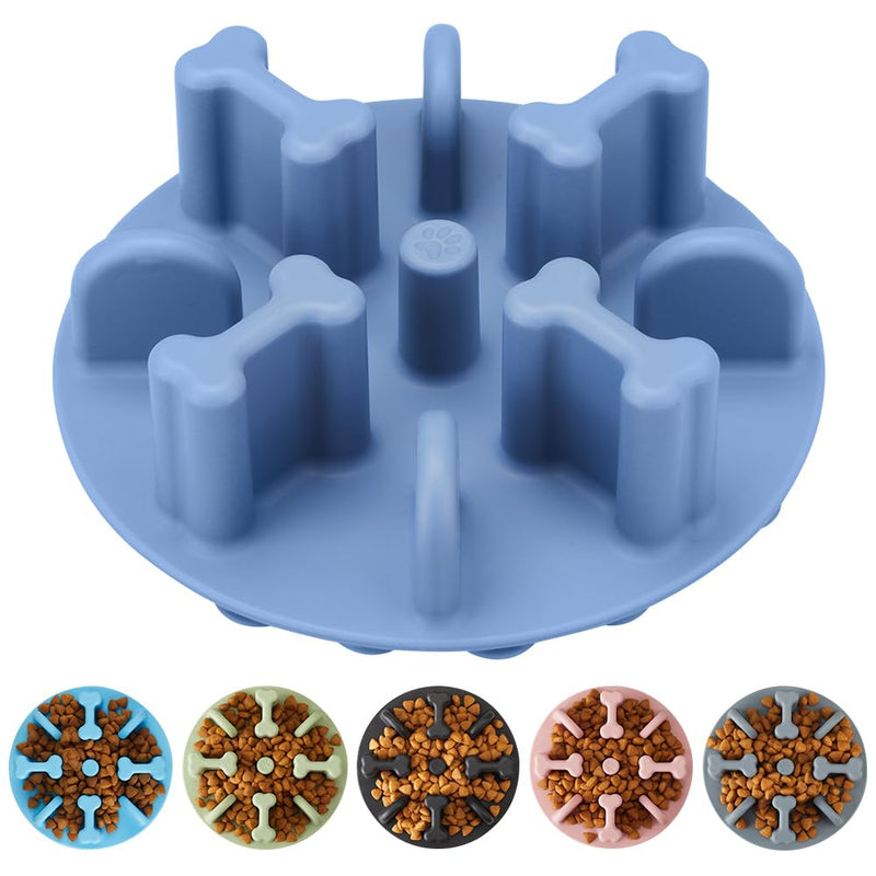 Slow Feeder Dog Bowls Insert, Animire Soft Silicone Anti-Choking Puzzle Slow Feeder, Anti-Slip Slow Down Eating Feeder Insert, Compatible with Regular Elevated Dog Bowls Slow2.0 L Blue - PawsPlanet Australia