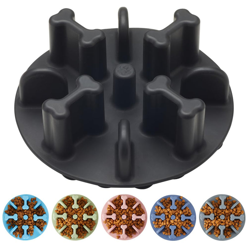 Slow Feeder Dog Bowls Insert, Animire Soft Silicone Anti-Choking Puzzle Slow Feeder, Anti-Slip Slow Down Eating Feeder Insert, Compatible with Regular Elevated Dog Bowls L Black - PawsPlanet Australia