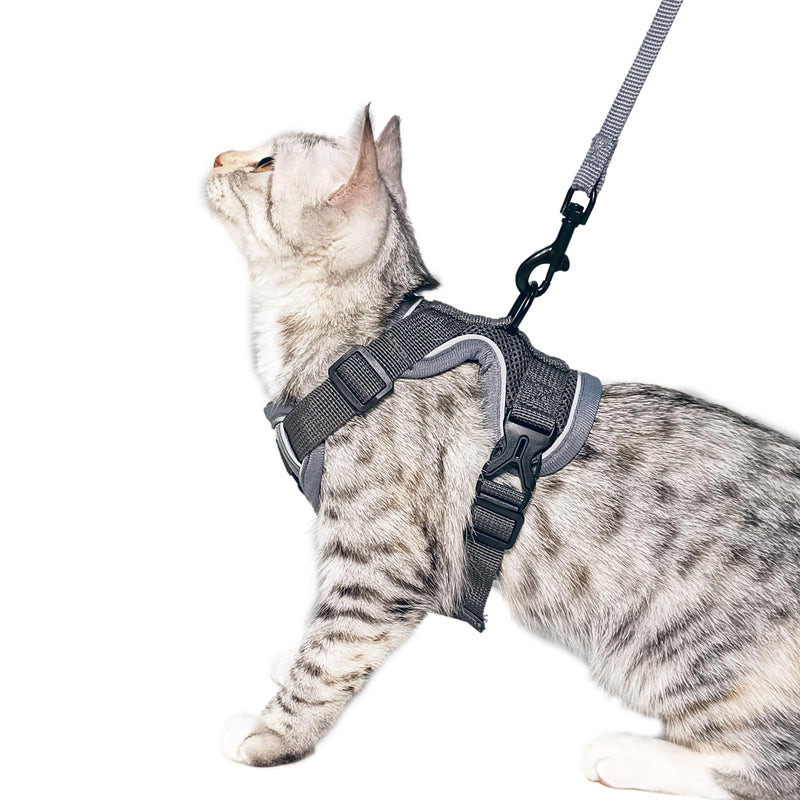 pangdi Cat Harness and Leash Set Escape Proof Tactical Large Kitten Harness Emotional Support Cat Vest, Grey, L 01 Grey - PawsPlanet Australia
