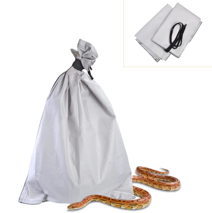 2 Pack Cloth Snake Reptile Bag with Bite Free Pouch Corner Drawstring for Capturing Moving Transporting Hunting Catching Snakes Reptiles to Vet or Travel 16x22 - PawsPlanet Australia