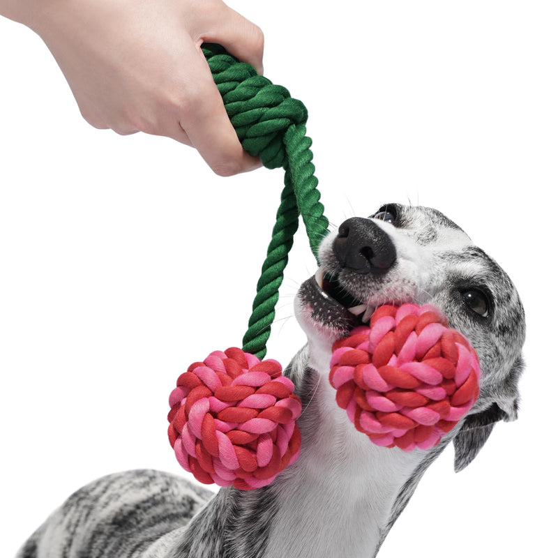 VETRESKA Dog Rope Toys,Durable Tug of War Dog Toy with Ergonomic Grip, Heavy Duty Dog Rope Toy for Large Breed Dog Puppy Training Playing Teething Chew Toys,Christmas Holiday Dog Toy Gifts,Cherry Cherry - PawsPlanet Australia