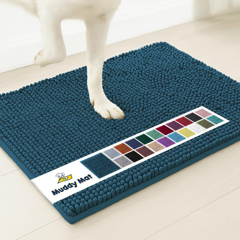 Muddy Mat® | Super Absorbent Door Mat Indoor, Microfiber Quick Dry Chenille Entryway Rug, Non-Slip Front Door Mat, Indoor Mats for Entryway, Machine Washable Pet Rug, Atlantic Blue 30"x19" 19" x 30"