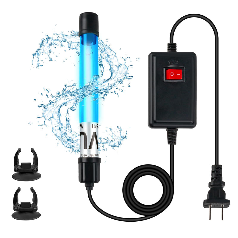 7W Aquarium UV Light for 20-100 Gallon Fish Tank Aquarium Light Algae Clean Light Green Machine Algae Remover 7W-8inch Length