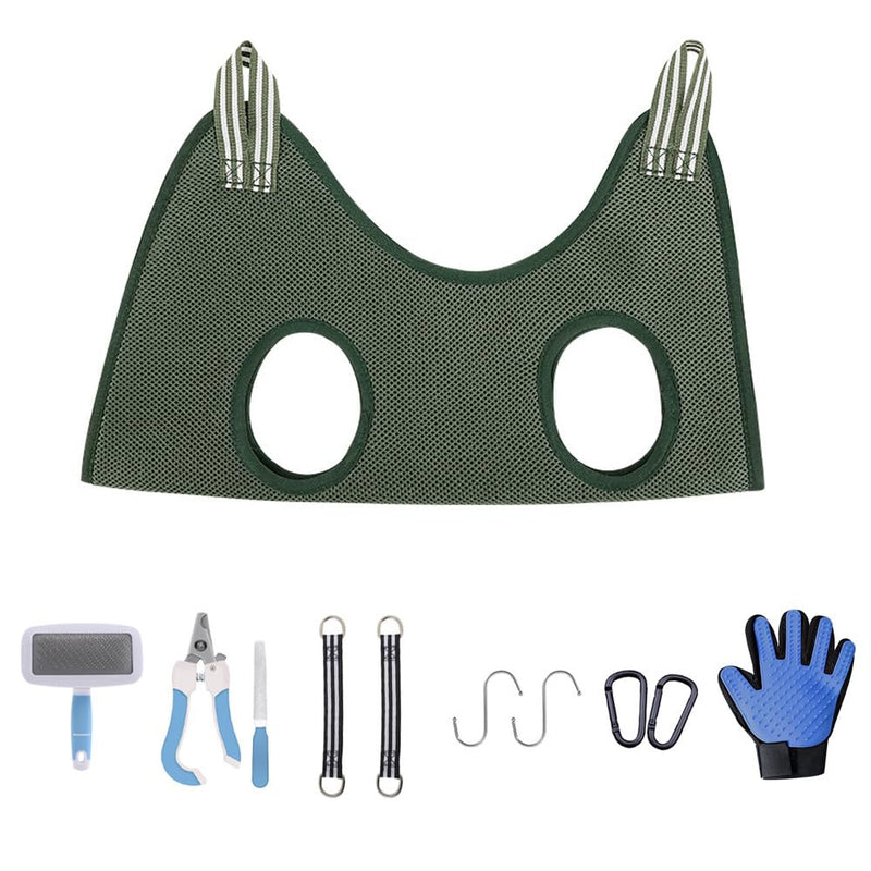 Pet Grooming Hammock Harness for Cats Dogs, Relaxation Pet Grooming Hammock Restraint Dog & Small Animal Dog Grooming Harness Bag (M（ Legs Spacing：4.7-12.6" / Max W：35-50LBS）, Army Green) M（ Legs Spacing：4.7-12.6" / Max W：35-50LBS） - PawsPlanet Australia