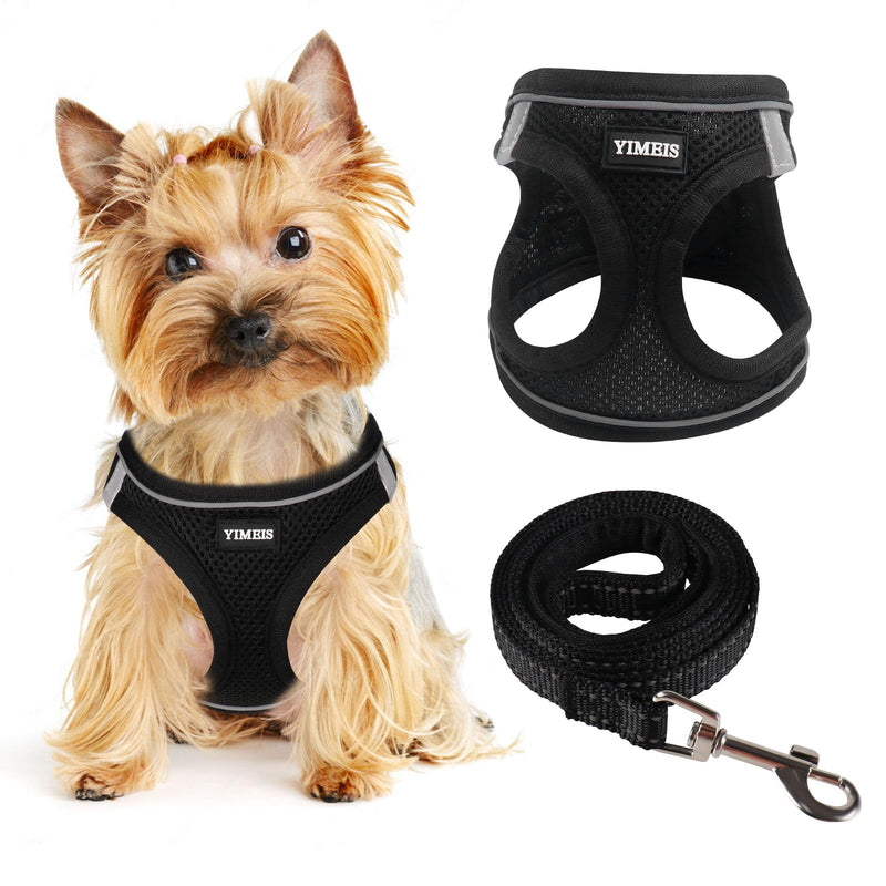 Dog Harness for Small Dogs, Small Dog Harness and Leash Set, Honeycomb Grid, Reflective Lightweight Harness & Anti-Twist Pet Lead,Dog Harness(Multi Color, Size: XS-S-M) (XS, Black) - PawsPlanet Australia