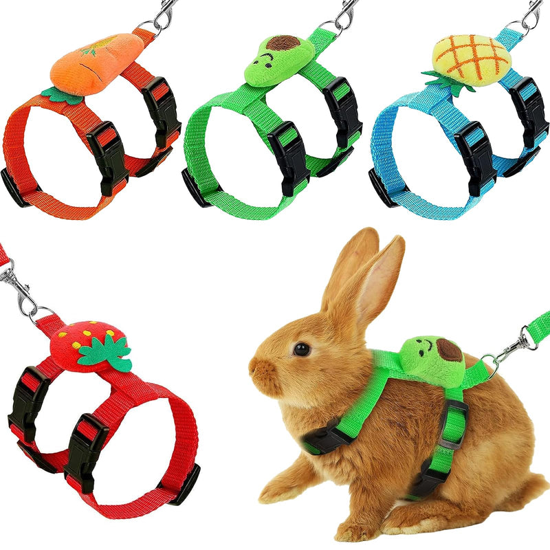 4 Sets Adjustable Bunny Rabbit Harness and Leash Set Small Pet Cute Vest Harness Leash Ferret Harness Guinea Pig Harness Ferret Leash with Decorations for Bunny Kitten Puppy, Small Pets - PawsPlanet Australia