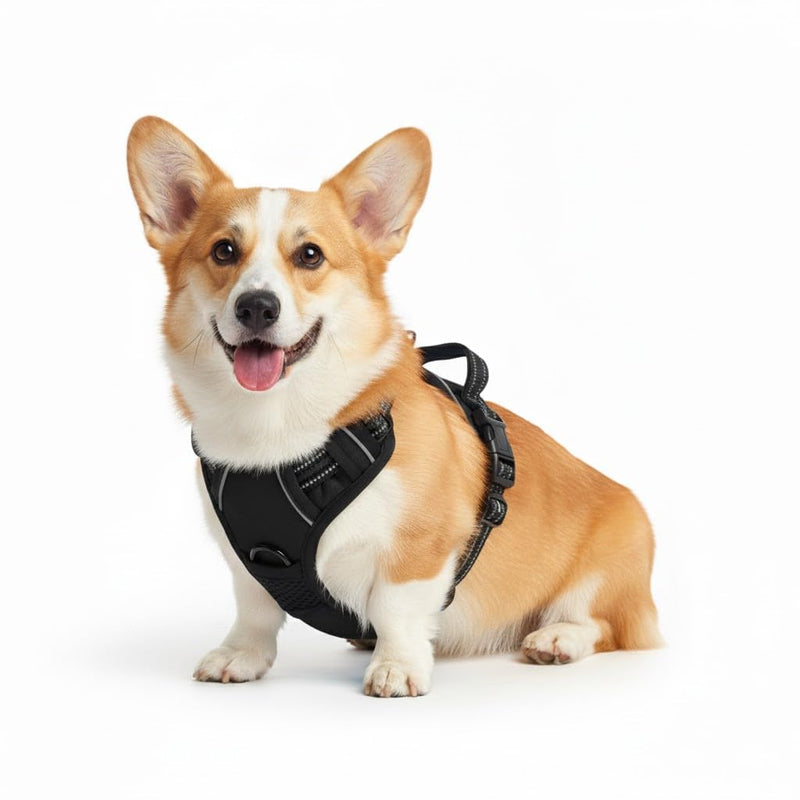 No Pull Dog Harness, Reflective Comfortable Vest Harness with Front & Back Easy Control Handle Adjustable Soft Padded Pet Vest for Small to Large Dogs (Small,Black) Black - PawsPlanet Australia
