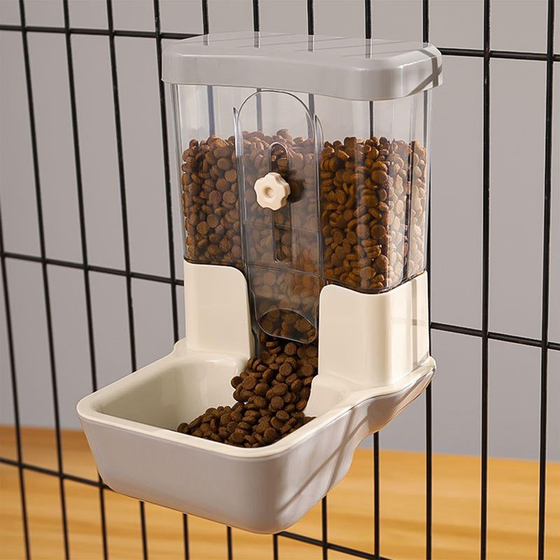 Hanging Automatic Food Dispenser, 27oz Large Capacity Hanging Pet Cage Feeder for Rabbit Bird Chinchilla Hedgehog Guinea Pig Ferret Kitty Puppy (Gray) Gray - PawsPlanet Australia
