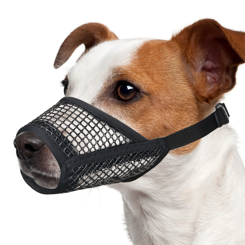 Mayerzon Dog Muzzle, Soft Mesh Muzzles for Small Medium Large Dogs Chihuahua Poodle Husky Labrador Retriever, Breathable Dog Mouth Guard for Biting Chewing Grooming, Allow Panting Drinking(M, Black) M-Snout (7¼”-8”) - PawsPlanet Australia
