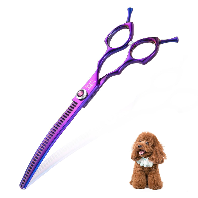 JASON 7.5" Curved Chunkers Shears - Professional Dog Scissors for Grooming, Japanese 440C Stainless Steel Blender Shears with Diamond Adjustable Screw (35 Teeth, Purple) A-Curved Chunker - PawsPlanet Australia