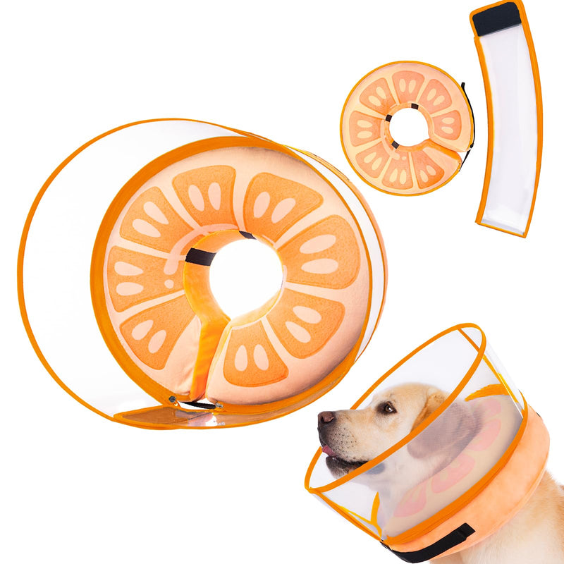 Inflatable Dog Cone Collar for Large Medium Small Dogs, Soft Dog Donut Collar Adjustable Recovery Cone for Pets After Surgery, Extra Enhanced Anti-Licking Guard Shield for Pets (X-Large, Orange) X-Large - PawsPlanet Australia