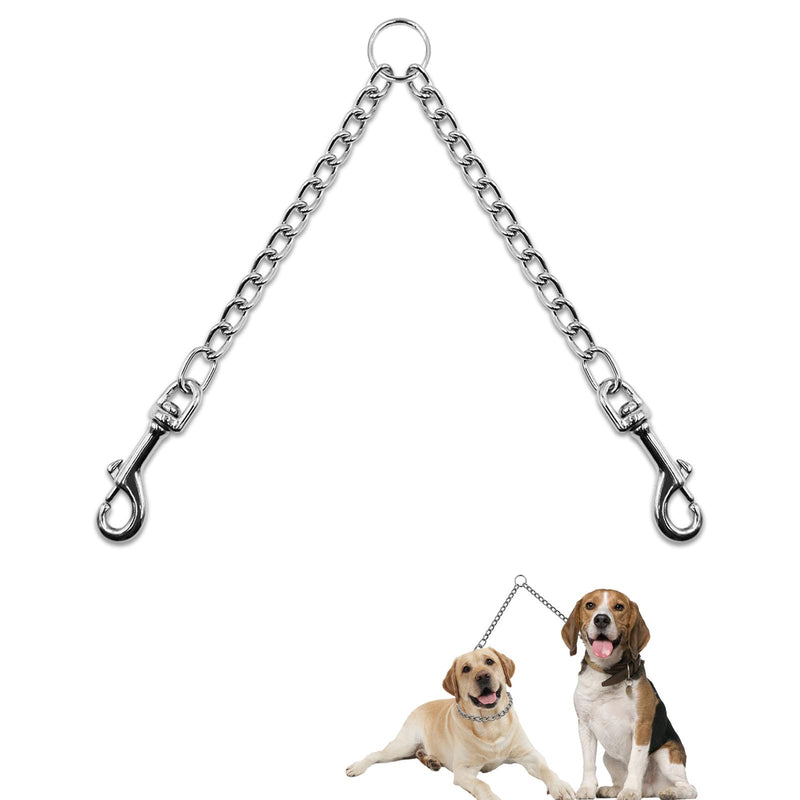 LOS ANDES Metal Double Dog Leash Chew Proof Chain Leash 2 Way No Tangle Coupler Dog Leash Extension Splitter Lead for 2 Small Dogs Walking (50cm) S: 3.0mm*19.7inch - PawsPlanet Australia