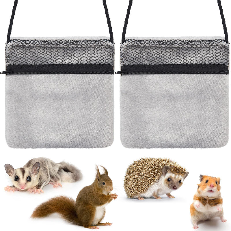 Sweetude 2 Pcs Sugar Glider Bonding Pouch Small Animal Outgoing Sleeping Bag Breathable Small Animal Carry Pouch with Shoulder Strap for Marmosets Squirrels Hamsters and Other Pets(Gray) Gray - PawsPlanet Australia