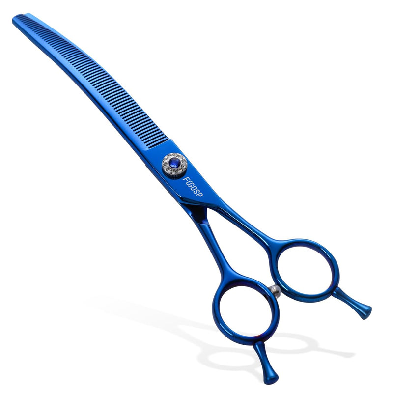 Professional Curved Thinning Shears Dog Grooming Scissors 7.25'' Blue Curved Blender Shears for Grooming Large Dogs Pet 66 Teeth Japan 440C(Curved Thinning) Blue Curved Thinning - PawsPlanet Australia