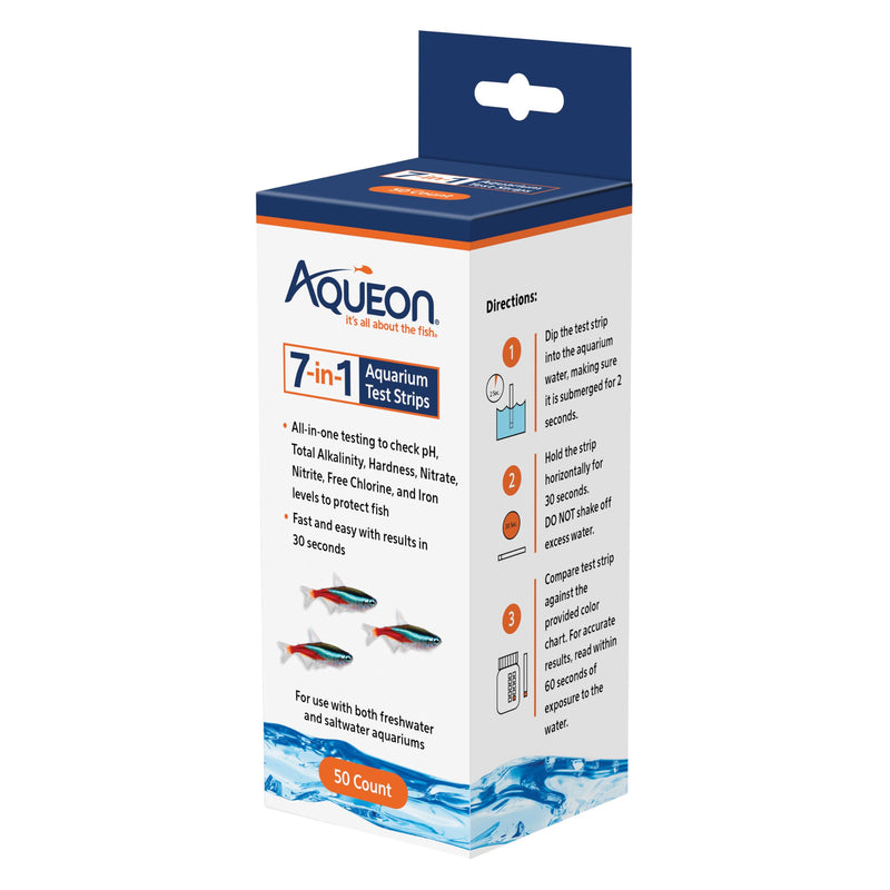 Aqueon 7-in-1 Aquarium Test Strips 50 Count - PawsPlanet Australia