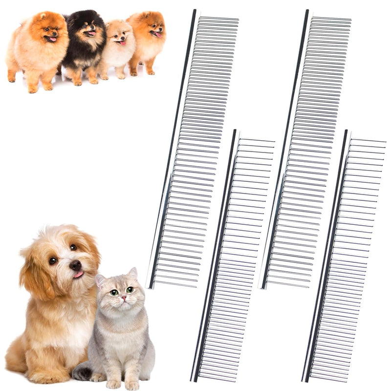 4 PCS Stainless-Steel Comb Dog Combs for Knots, Mats & Loose Hair Removal - Effective Dematting Tool, Comfortable, Lightweight, Portable & Safe for Dogs, Cats & Pets - PawsPlanet Australia