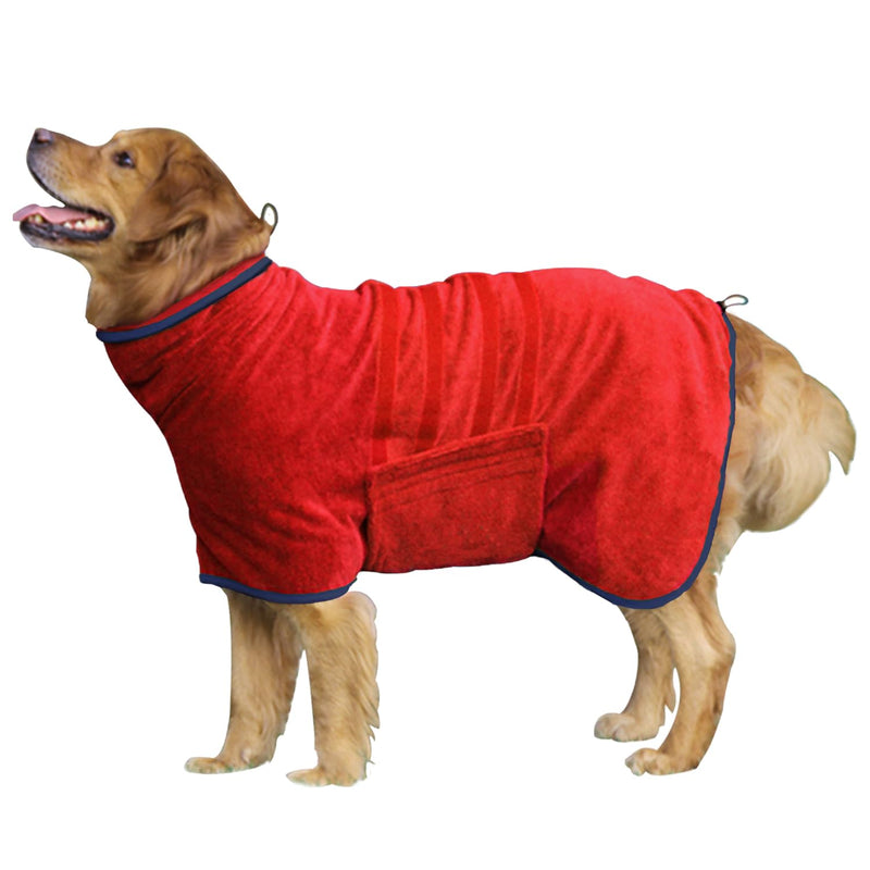 Dog Drying Coat - Fast Drying Dog Towel Robe - Microfiber Dog Drying Bag Super Absorbent Pet Bathrobe, Adjustable Collar & Belly Strap Fast Drying Coat Dog Bath Robe Towel (Medium, Red) Medium - PawsPlanet Australia