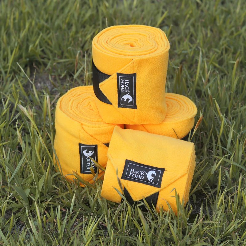 Horse Polo Leg Wraps, 10' Long Fleece Polo Wraps for Horses Set of 4, Horse Leg Bandages Stable Supplies Equestrian Boots Horse Leg Protection Mustard Yellow 10' - PawsPlanet Australia