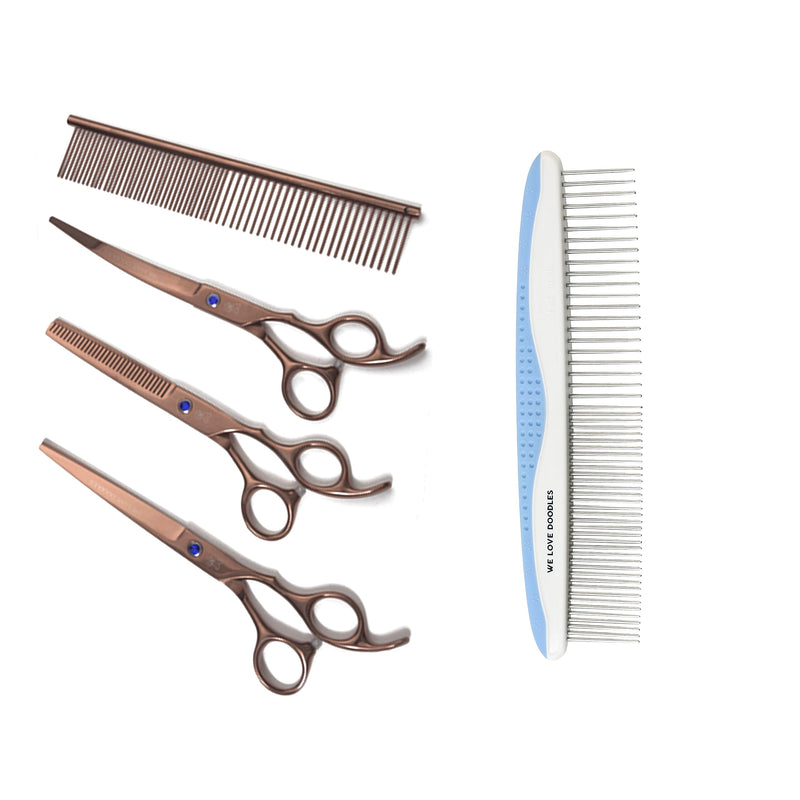 We Love Doodles Small Dog Grooming Comb & Dog Grooming Scissors Kit Bundle - Grooming Comb & Grooming Shears, Scissors and Scissors Kit - Removes Tangles - Made in USA - PawsPlanet Australia