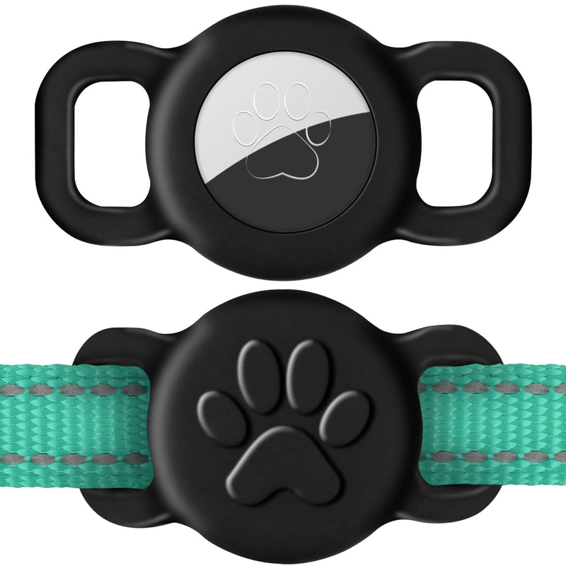Dynmeow Dog Cat Collar Holder Compatible with Airtag, Anti-Lost Silcione Holder for 3/8 and 5/8 Inch Wide Collars, Black, S(1 Pack) Small(1 Pack) - PawsPlanet Australia
